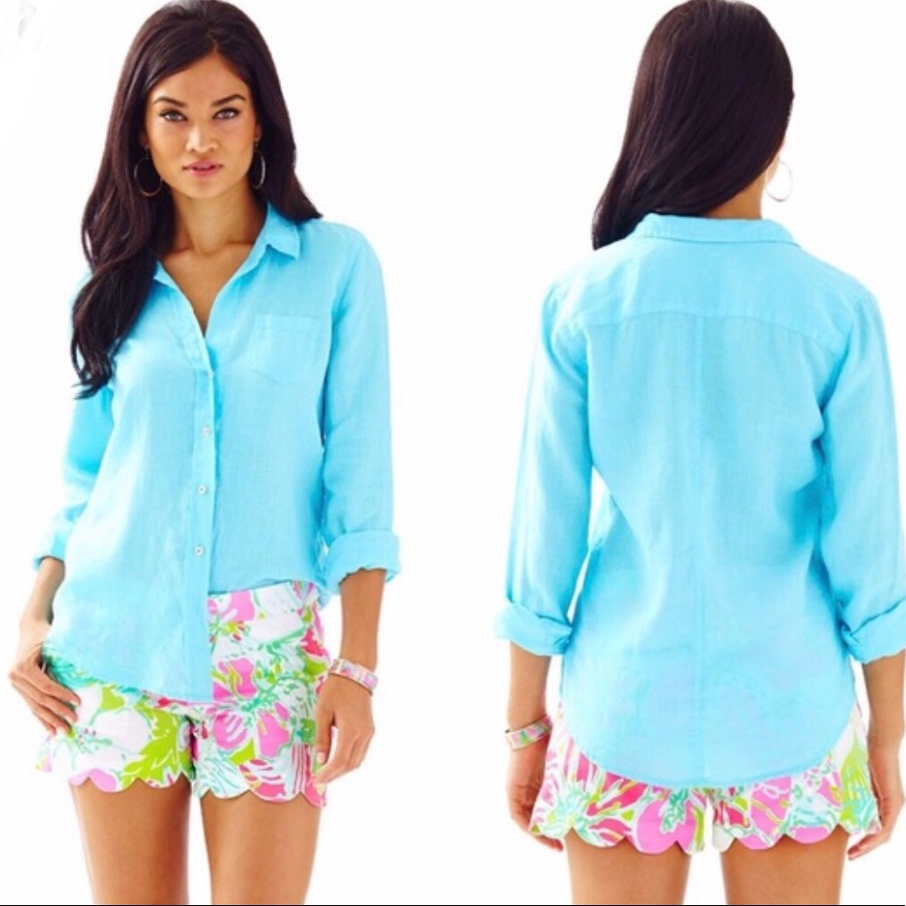 Lilly Pulitzer Anna Maria 100% Cotton Shirt Sz M
